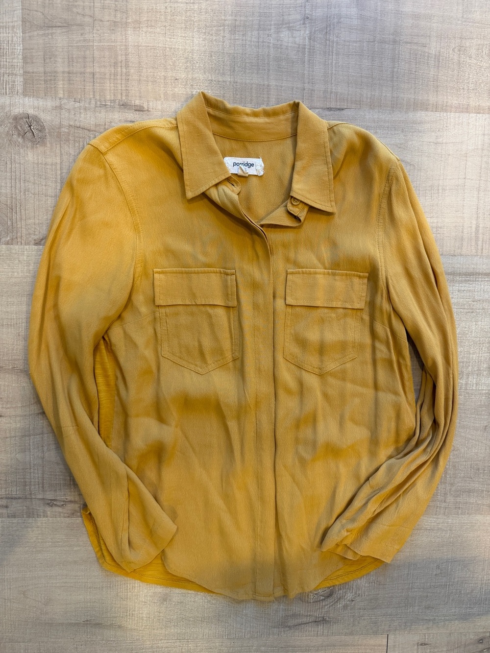 Porridge Anthropologie Keagan Mustard Yellow Gold Button Front Women's